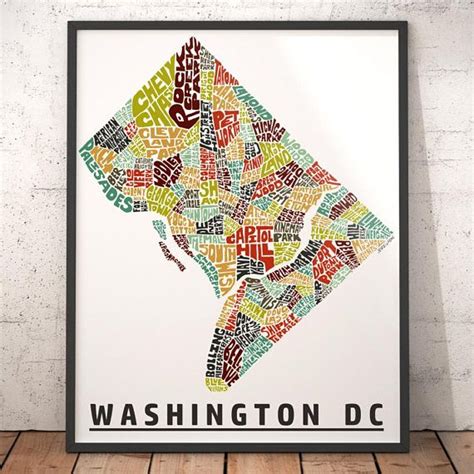 Washington Dc Neighborhood Map Print Signed Print Of My Original Hand