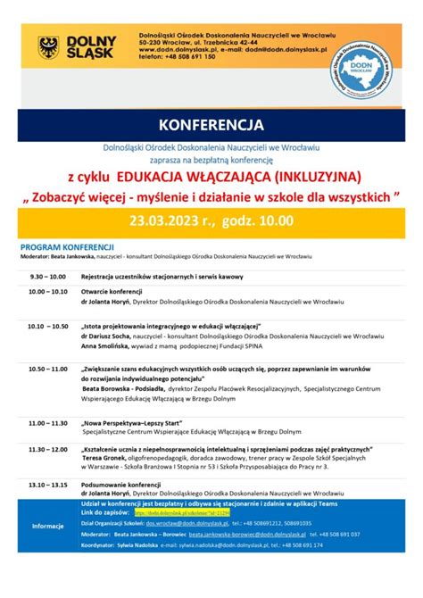 Konferencja Z Cyklu Edukacja W Czaj Ca Inkluzyjna Zobaczy Wi Cej