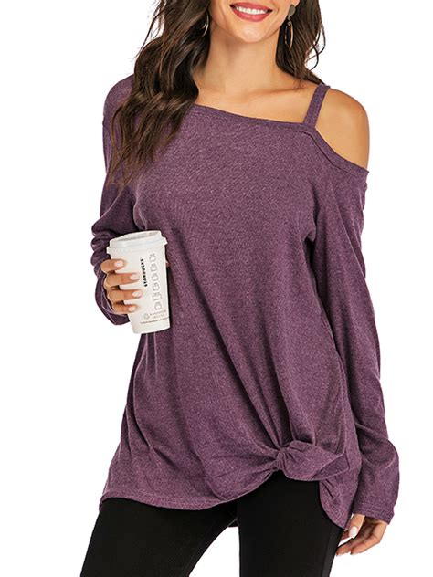 Sayfut Women Cold Shoulder T Shirt Casual Tunic Shirt Off The Shoulder