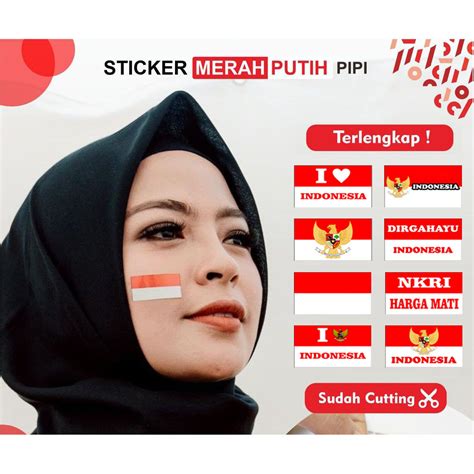 Jual Tempelan Pipi Bendera Sticker Pipi Merah Putih Indonesia