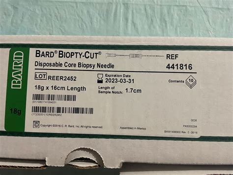 New Bard 441816 Core Biopsy Needle 18g X 16cm Exp 32023 Disposables General For Sale