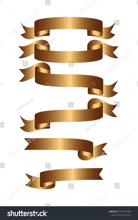 Gold Ribbon Set Isolated On White Vector De Stock Libre De Regalías 1579714996 Shutterstock