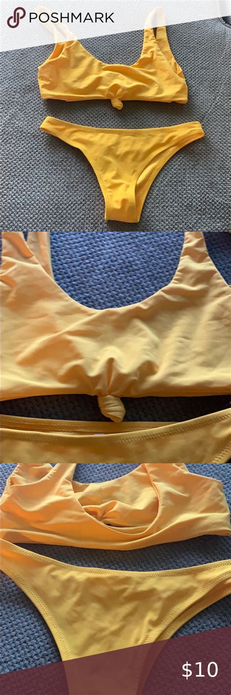 Zaful Yellow Knot Tie Bikini Bikinis Tie Bikini High Neck Bikinis