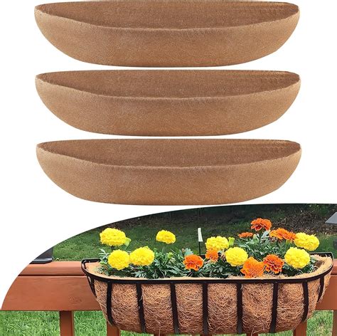 Sinimaka Coco Liners For Planters 36 Inch 3 Pack Trough Window Box Liners Coconut