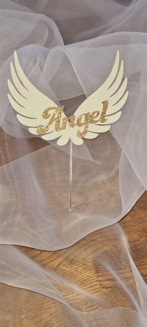 Angel Wings Cake Topper Personalised Cake Topper First Etsy Uk