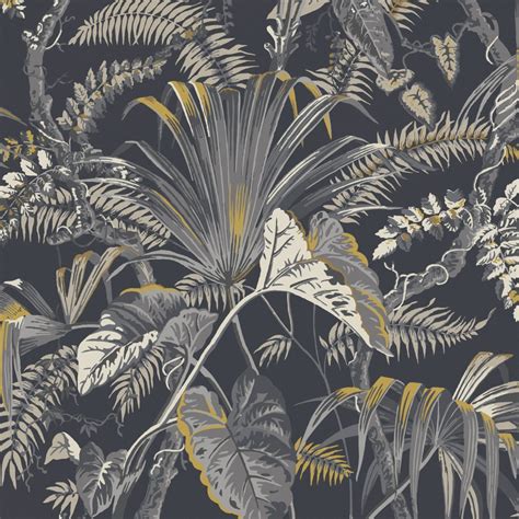 Mustique - Charcoal - Wallpaper