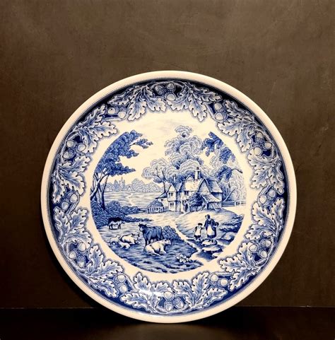 Biltons Blue White Dinner Plate Farm Scene Farm House