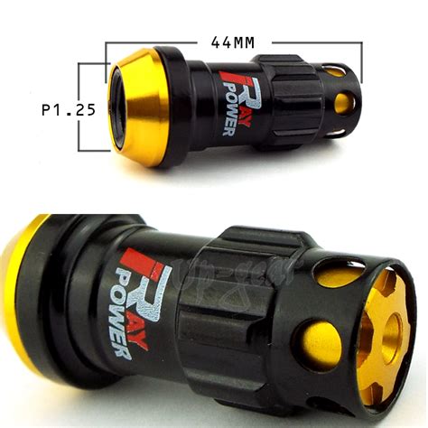 M12 X 1 25mm Black Gold Aluminum Close End Wheel Lug Nuts Socket Key