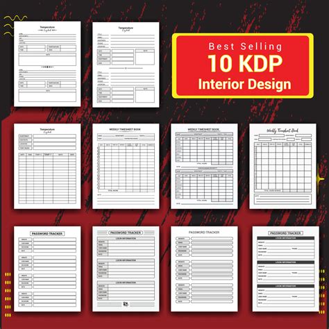 Weekly Timesheet Temperature Password Log Book Journal Kdp Interior