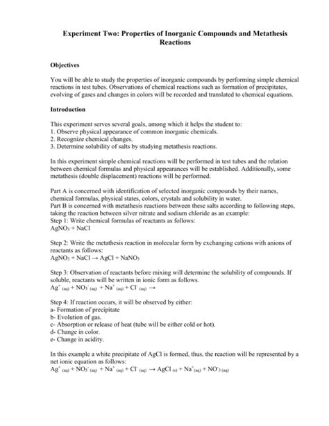 Properties of Inorganic Compounds and