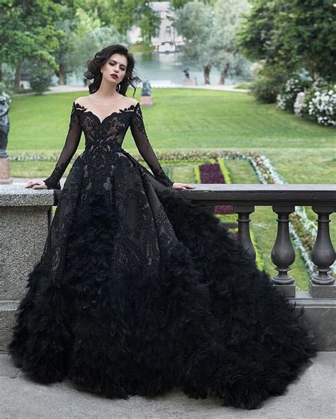 25 Gorgeous Black Wedding Dresses 2024 Deer Pearl Flowers