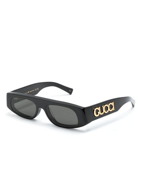 Gucci Eyewear Oval Frame Sunglasses Black Farfetch