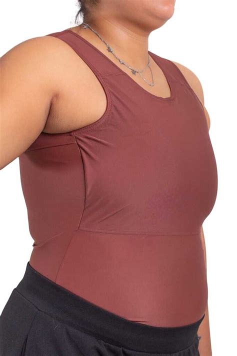 Dark Nude Brown Basic Long Chest Binder Binder Made In Italy Per La Compressione Del Torace
