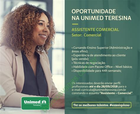 Emprego Para Assistente Comercial Na Unimed Em Teresina Pi Themos