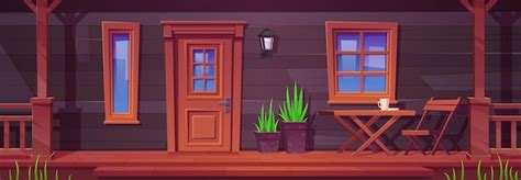 Free Vector | Cartoon house with table and chair on porch