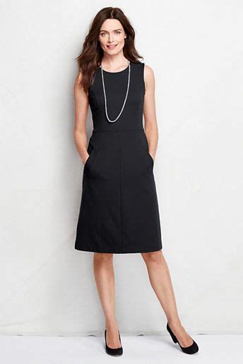 Lands End Womens Tall Sleeveless Ponté Sheath Dress With Pockets In