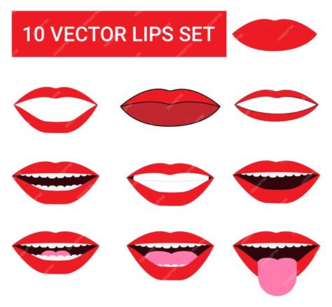 Premium Vector Set Of 10 Lips Vector Collection Of 10 Vector Lips