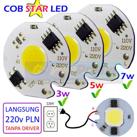 Jual Cob Star V W W W Led Putih White Lampu Pln Ac Super Terang