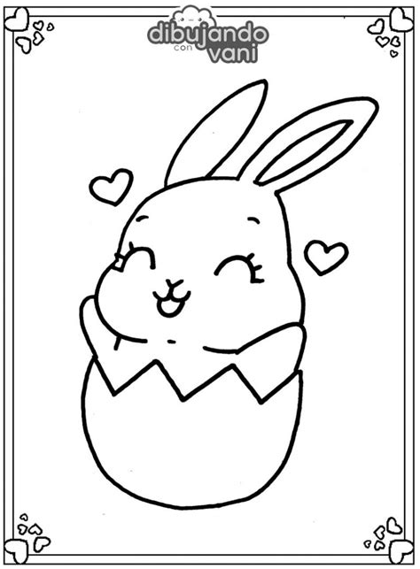 Dibujo De Un Conejito De Pascua Kawaii Para Imprimir