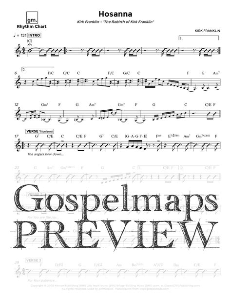 Gospelmaps Hosanna Kirk Franklin The Rebirth Of Kirk Franklin Rhythm Vocal And Chord Charts