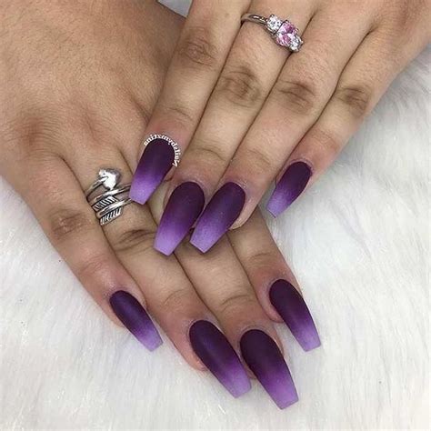 Dark Light Purple Matte Ombre Nail Polish Cool Nail Designs Silver