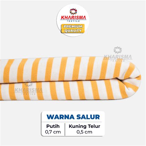 Jual Bahan Kaos Kain Salur Kecil Cvc S Putih Kuning Telur Kharisma