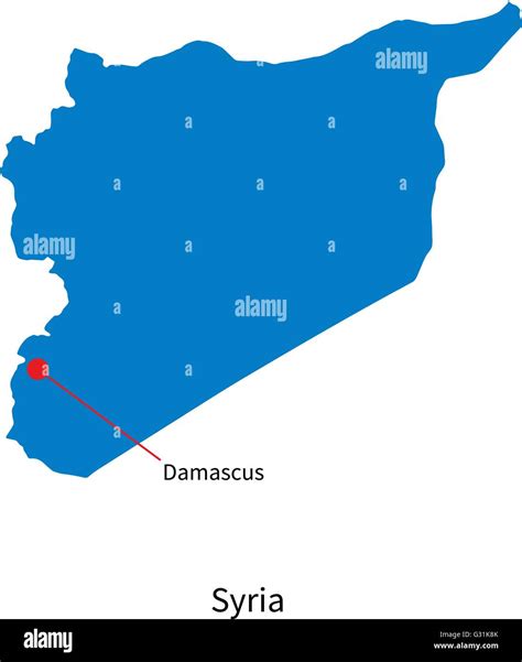 Detailed vector map of Syria and capital city Damascus Stock Vector ...