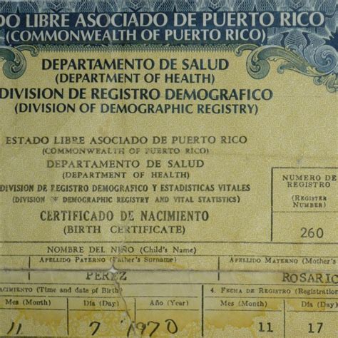 Puerto Rico Birth Certificate