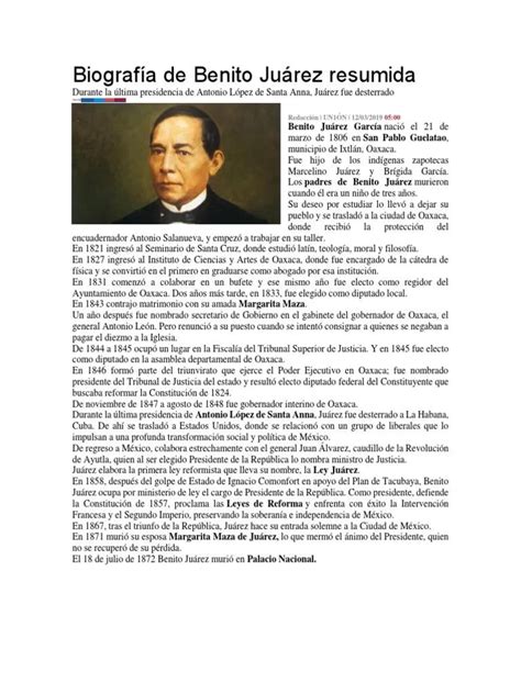 Biografía De Benito Juárez Líder Indígena Y Defensor De La Democracia