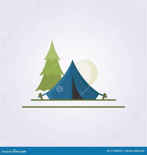 Flat Icon Of Campsite Vector Logo Illustration Design Stock