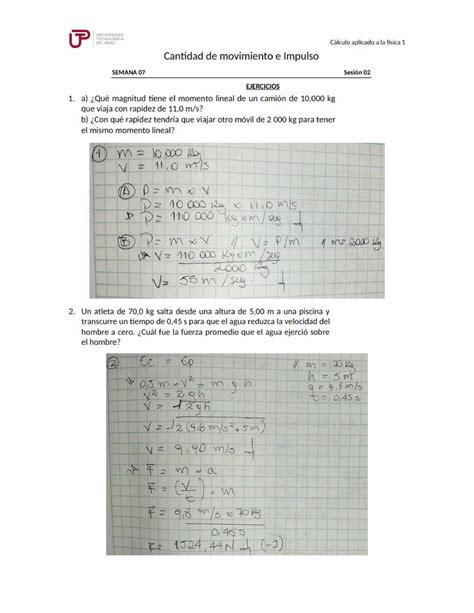 S07 s2 Cantidad de Movimiento Lienal ejercicios Cálculo aplicado a