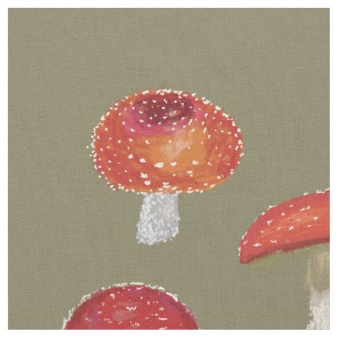 Mushroom, Abstract - Green - Fabric | Zazzle