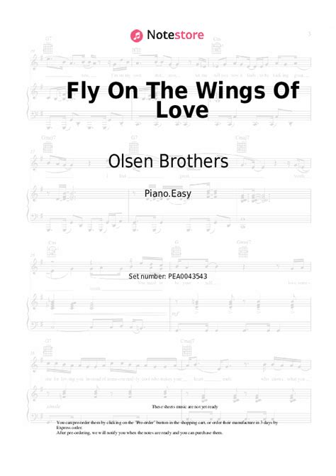 Fly On The Wings Of Love piano sheet music easy Olsen Brothers in Note-Store.com | Piano.Easy ...