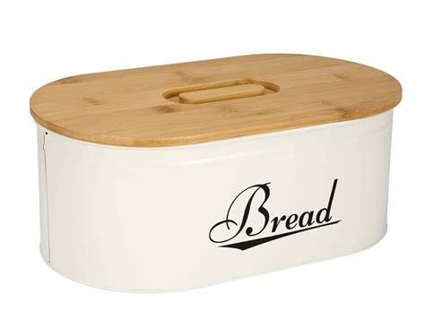 Buy Metal Black Bread Box Bread Storage Bread Container With Bamboo