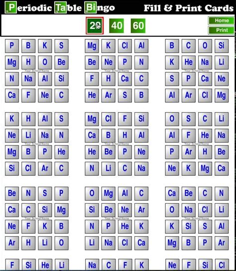 Bingo Da Tabela Periodica Para Imprimir