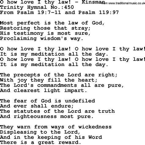 Trinity Hymnal Hymn O How Love I Thy Law Kinsman Lyrics Midi And Pdf