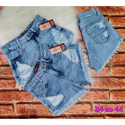 Short Jeans Feminino Short Jeans Cintura Alta Bermuda Jeans Feminina