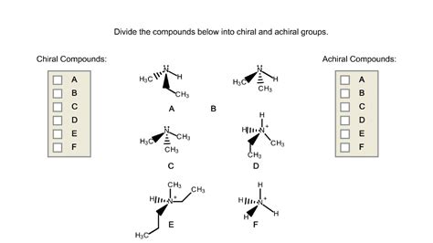 Oneclass Sort The Chemical Formulas By Chiral Versus Achiral Compounds