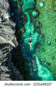 Aerial Top View Girl Lying Water Stock Photo 2231648107 | Shutterstock