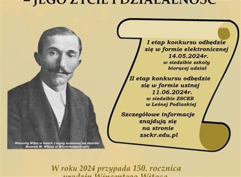 Konkurs Historyczny Wincenty Witos Jego Ycie I Tw Rczo Zsckr