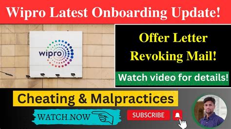 Wipro Offers Letter Revoking Mail Wipro Onboarding Update Wipro