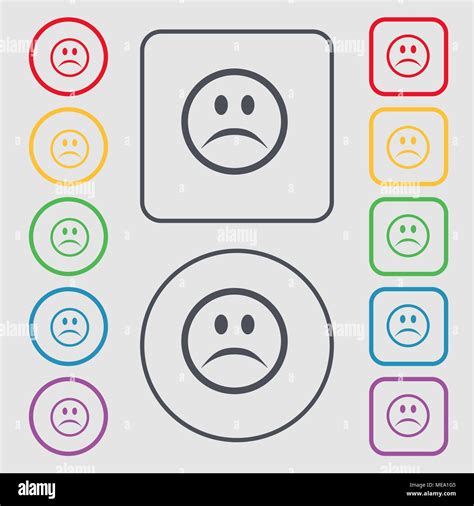 Sad Face Sadness Depression Icon Sign Symbol On The Round And Square