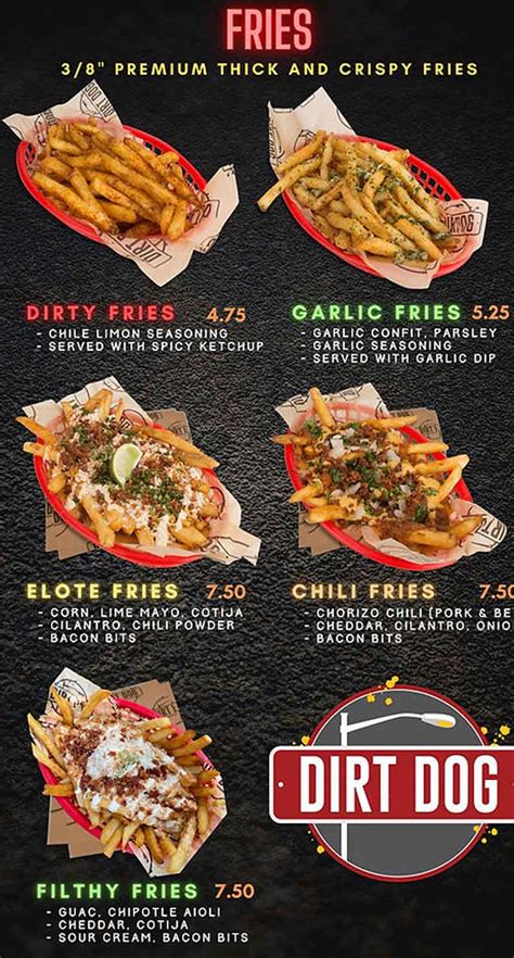 Menu for Dirt Dog (5105 E Sahara Ave Unit 120 Las Vegas NV, 89142)