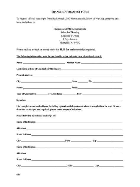 Nursing Transcript Application 2012 2024 Form Fill Out And Sign