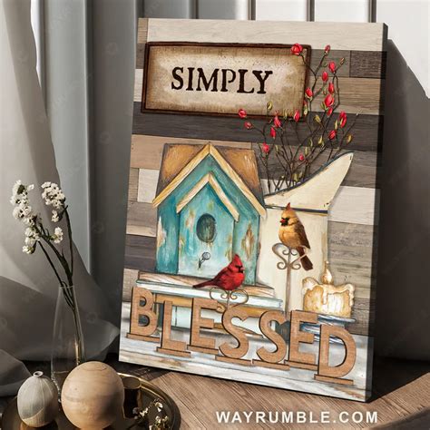 Simply Blessed Cardinal Bird Poster Decor Fridaystuff