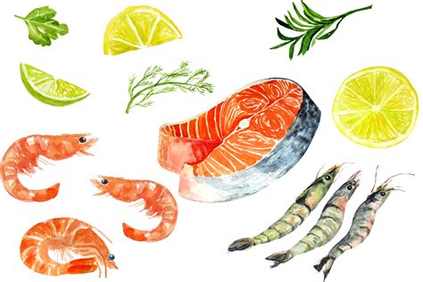 Watercolor Seafood Graphic By Elena Dorosh Art · Creative Fabrica