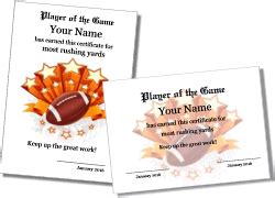 Free Printable Football Certificate