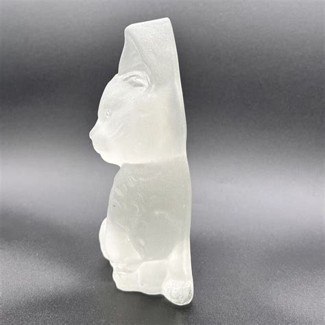 Vtg Viking Frosted Art Glass Hand Made Cat Kitten Figurine Paperweight Bookend Ebay