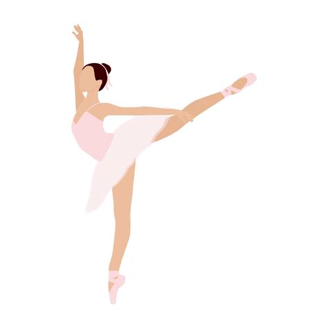 Vector Elegant Ballerina Dancing On Pointe Shoes Isolated On The White