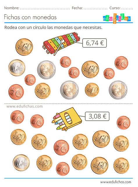 Fichas Con Monedas Y Dinero Para Niños Actividades Con Euros